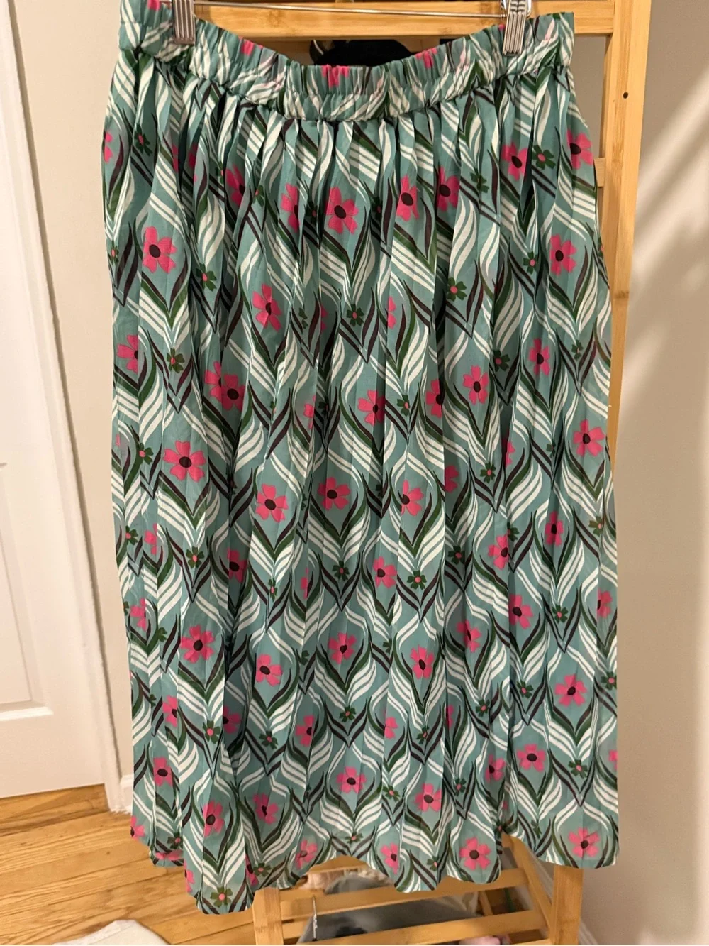 Floral Circle Skirt in Teal and Pink
